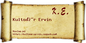Kultsár Ervin névjegykártya