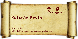 Kultsár Ervin névjegykártya